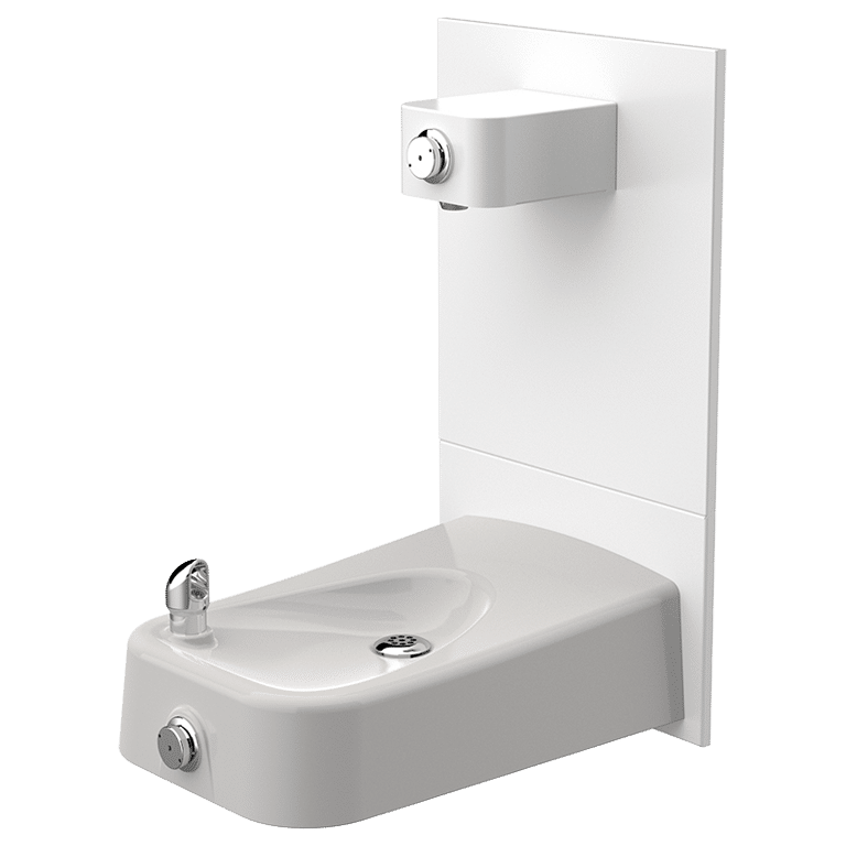 1311P | ADA Vandal-Resistant White Enameled Iron Fountain and Bottle Filler