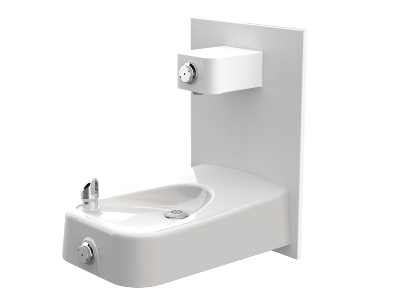 1311PCH | ADA Child Height Vandal-Resistant White Enameled Iron Fountain and Bottle Filler