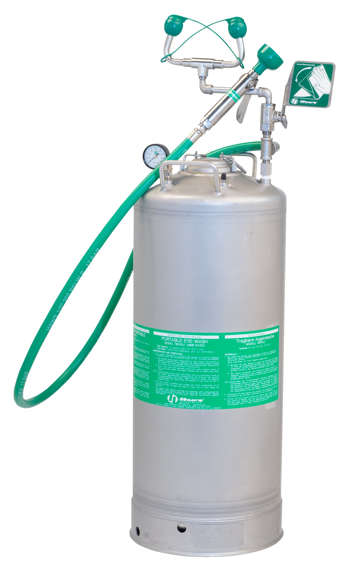 7601.10.2 Portable, Pressurized ASME Rated 10 Gallon Tank Eyewash